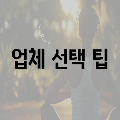 업체 선택 팁