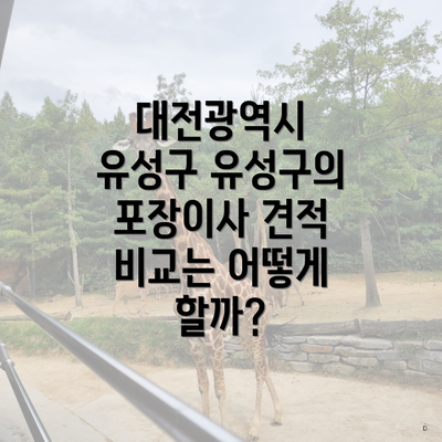 대전광역시 유성구 유성구의 포장이사 견적 비교는 어떻게 할까?