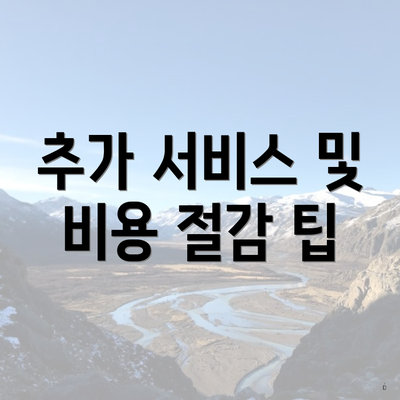 추가 서비스 및 비용 절감 팁