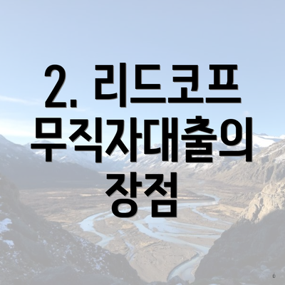 2. 리드코프 무직자대출의 장점