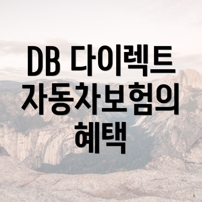 DB 다이렉트 자동차보험의 특징