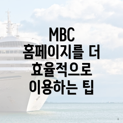 MBC 홈페이지를 더 효율적으로 이용하는 팁