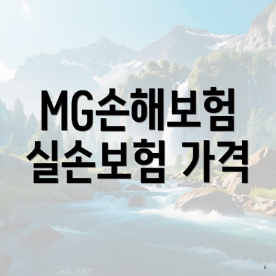 MG손해보험 실손보험 가격