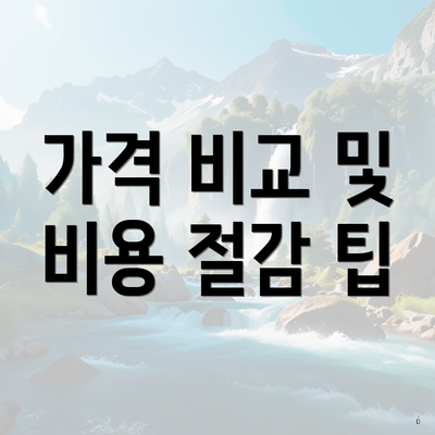 가격 비교 및 비용 절감 팁