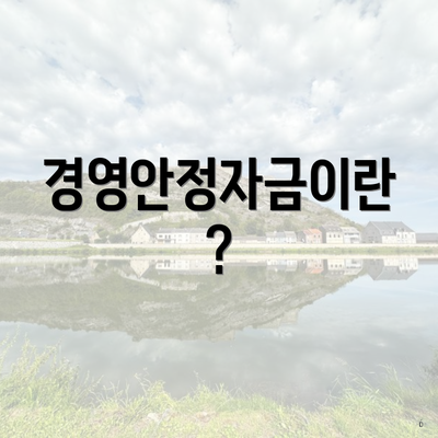 경영안정자금이란?