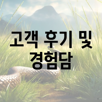 고객 후기 및 경험담