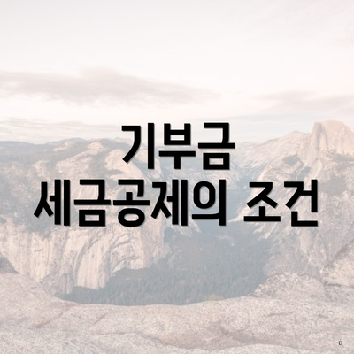 기부금 세금공제의 조건