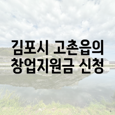 김포시 고촌읍의 창업지원금 신청