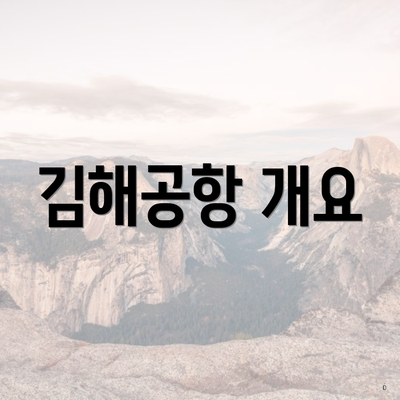 김해공항 개요