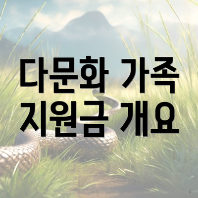 다문화 가족 지원금 개요