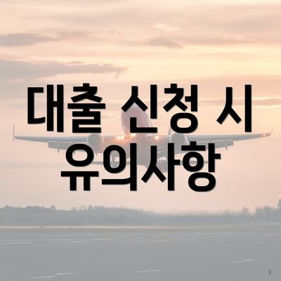 대출 신청 시 유의사항