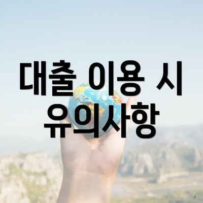 대출 이용 시 유의사항