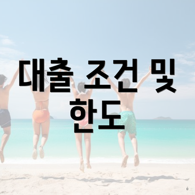 대출 조건 및 한도