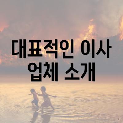 대표적인 이사 업체 소개
