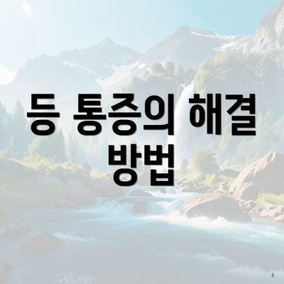 등 통증의 해결 방법