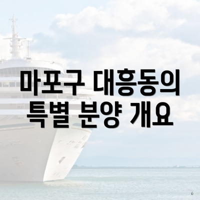 마포구 대흥동의 특별 분양 개요