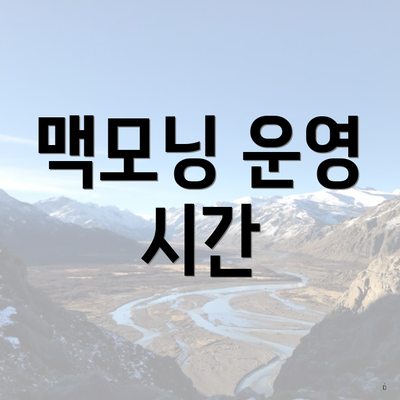 맥모닝 운영 시간