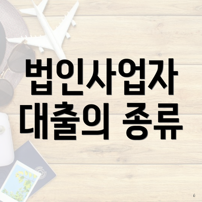 법인사업자 대출의 종류