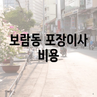 보람동 포장이사 비용