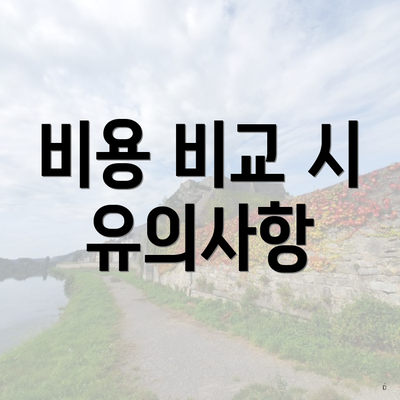 비용 비교 시 유의사항