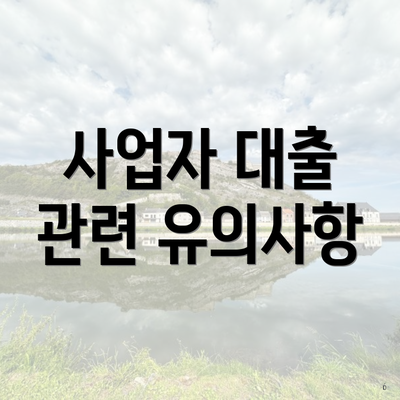 사업자 대출 관련 유의사항