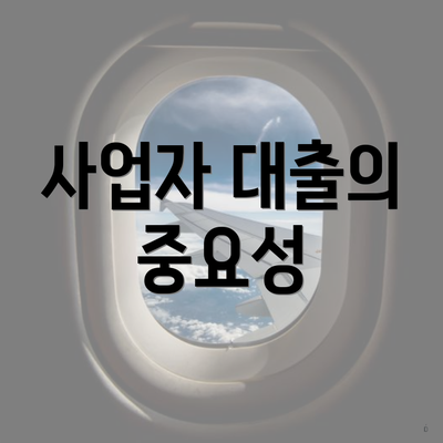 사업자 대출의 중요성
