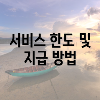 서비스 한도 및 지급 방법