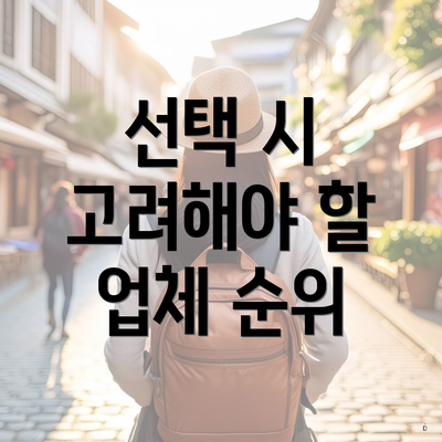 선택 시 고려해야 할 업체 순위
