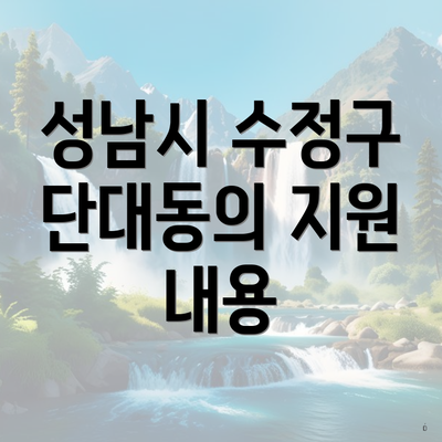 성남시 수정구 단대동의 지원 내용