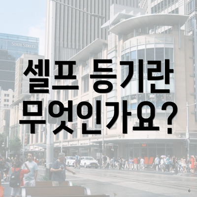 셀프 등기란 무엇인가요?