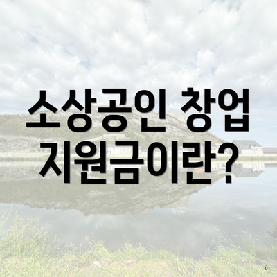 소상공인 창업 지원금이란?