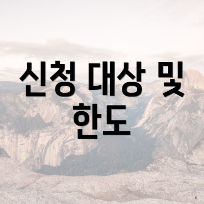 신청 대상 및 한도