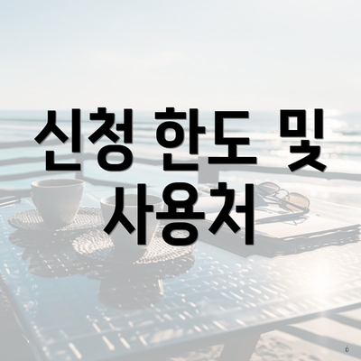 신청 한도 및 사용처