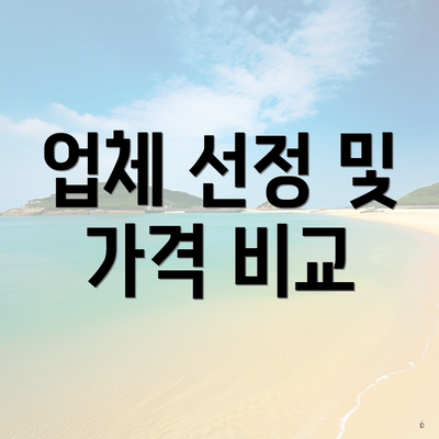 업체 선정 및 가격 비교