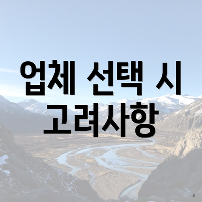 업체 선택 시 고려사항