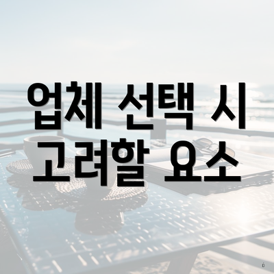 업체 선택 시 고려할 요소