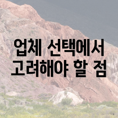 업체 선택에서 고려해야 할 점