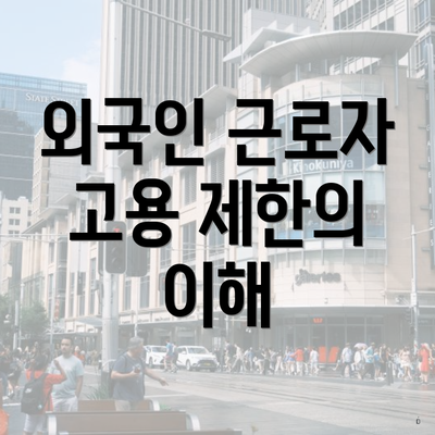 외국인 근로자 고용 제한의 이해