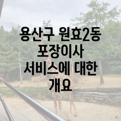 용산구 원효2동 포장이사 서비스에 대한 개요