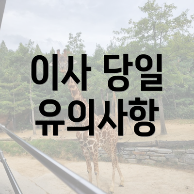 이사 당일 유의사항