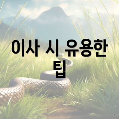 이사 시 유용한 팁