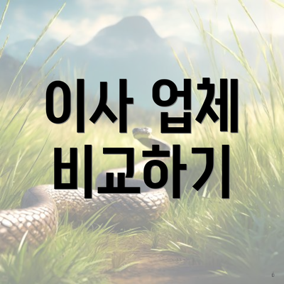 이사 업체 비교하기