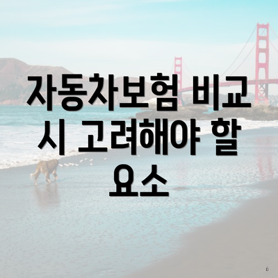자동차보험 비교 시 고려해야 할 요소