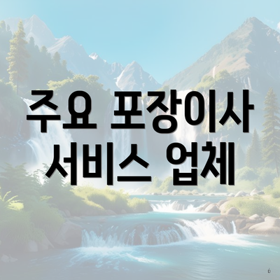 주요 포장이사 서비스 업체