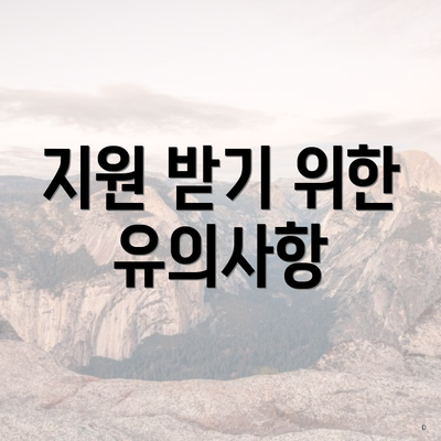 지원 받기 위한 유의사항