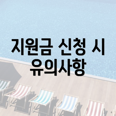 지원금 신청 시 유의사항
