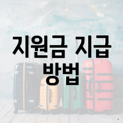 지원금 지급 방법