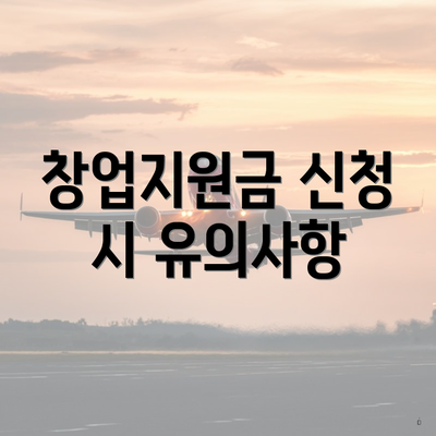 창업지원금 신청 시 유의사항