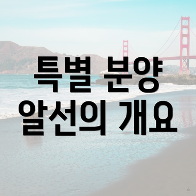 특별 분양 알선의 개요