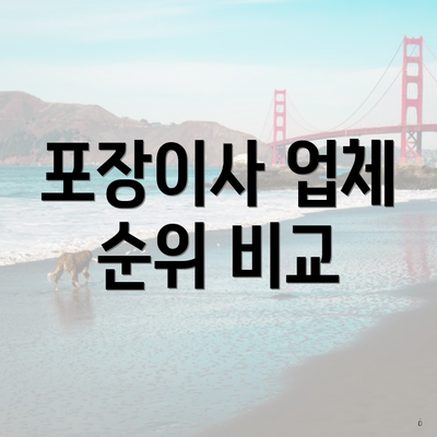 포장이사 업체 순위 비교